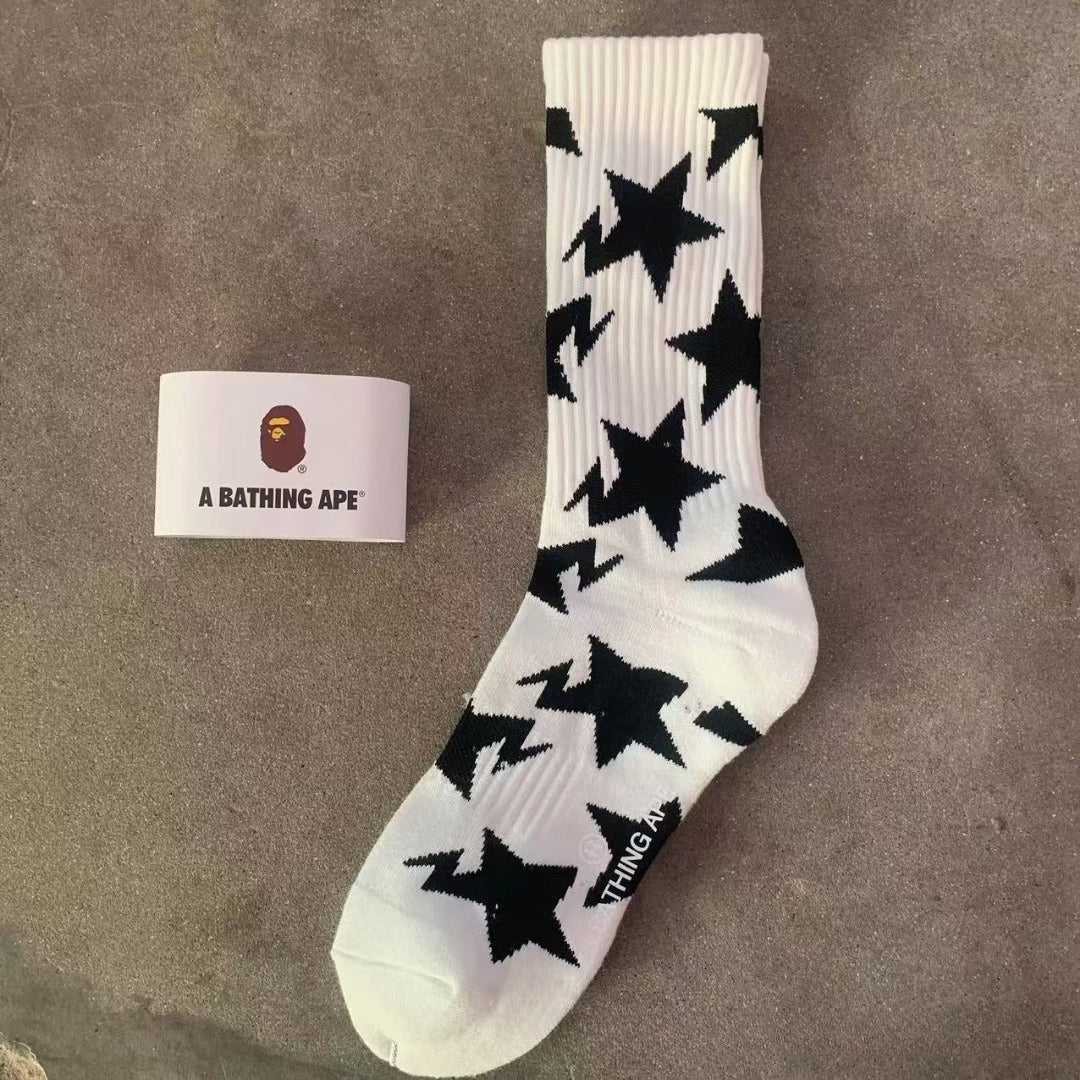 Bathing Shark print Socks Ape Head Star Striped Sports Socks Sweat Casual