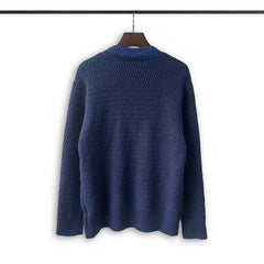 RHUDE knit sweater Contrast Rib Collar Slanted Front Typography