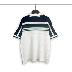 Casablanca knitted short-sleeved sweater Preppy Striped Knit Co‑ord Chest Badge Motif
