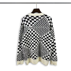 Casablanca knit sweater Distorted Racing Check Allover Print Casual Pullover
