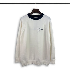 RHUDE knit sweater Two‑Tone Crewneck Raglan Knit With Front‑Back Calligraphy Graphic