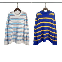 RHUDE knit sweater Retro Bold‑Hue Stripe Textured Weave