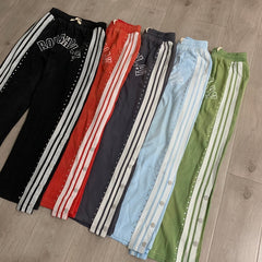 Roughplay Sweatpants Trendy patchwork rhinestone-embellished cardigan and casual sweatpants