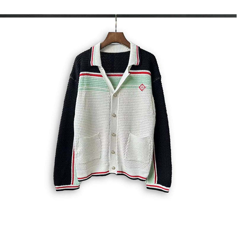 Casablanca knit sweater Preppy Red‑Green Accent Knit Top