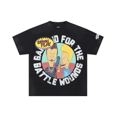 Roughplay T Shirts Beavis & Butt-Head Van – Streetwear Style (Rhinestone & White Ink Direct-to-Garment Print)
