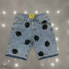Godspeed Shorts Rivet Decor Dark Fade Graphic Denim Bottoms