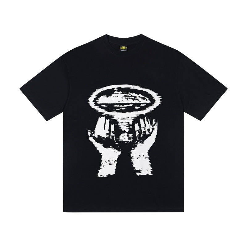 CORTEIZ T-shirt Y2K Heavyweight Hands Print Oversized Streetwear T-Shirt