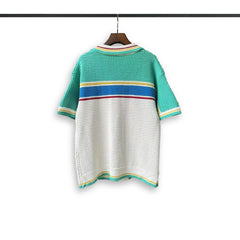 Casablanca knitted short-sleeved sweater Vibrant Color‑Block Stripe Knit Two‑Piece Set