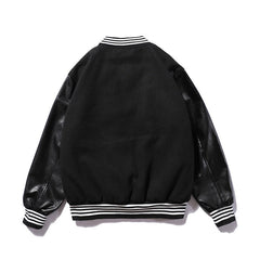 American-style baseball jacket TRAVIS SCOTT Men's Stand-Collar Padded Jacket (Wool-Blend Body with Leather Sleeves & Embroidery) ¨C Unisex Style