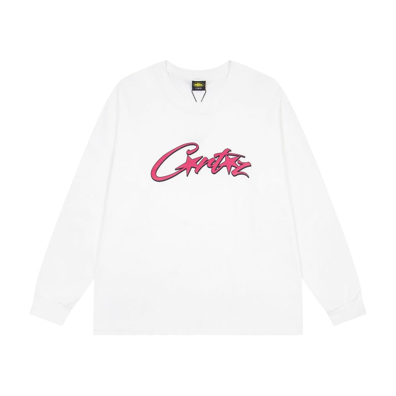 CORTEIZ Long-Sleeve Top Y2K Neon Blue Pink Script Printed Oversized Long Sleeve Tee