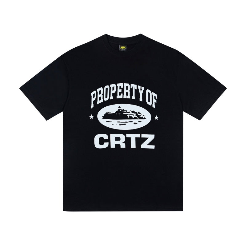 CORTEIZ T-shirt Y2K Arc Varsity Lettering & Oval Alcatraz Crest Printed Oversized Tee