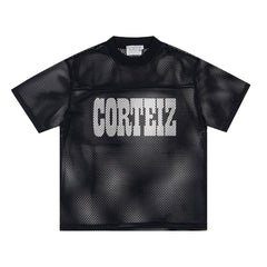 CORTEIZ T-shirt Y2K Blokecore Mesh Graphic Football Jersey – Streetwear Edition