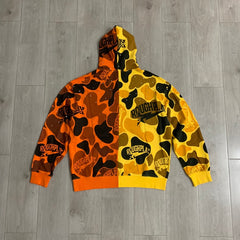 Roughplay Hoodie Trendy Camo-Patchwork Rhinestone Cardigan
