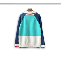 Casablanca knit sweater Preppy Tipped‑Trim Greek‑Key Knit Graphic
