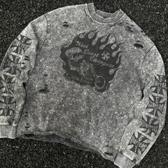 Unisex Vintage  sweatshirt West Coast CSFGANG Limited Edition Crewneck Sweatshirt ¨C Heavyweight fabric with a washed, distressed finish and multiple hand-cut, distressed details.