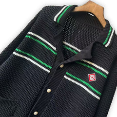 Casablanca knit sweater Striped Trim Collared Knit Cardigan