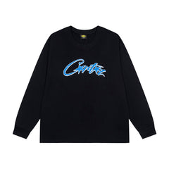 CORTEIZ Long-Sleeve Top Y2K Neon Blue Pink Script Printed Oversized Long Sleeve Tee
