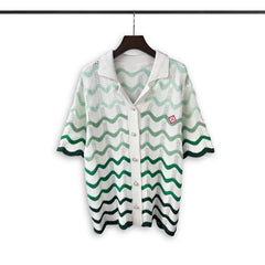 Casablanca knitted short-sleeved sweater Ombre Wave‑Pattern Knit Matching Outfit
