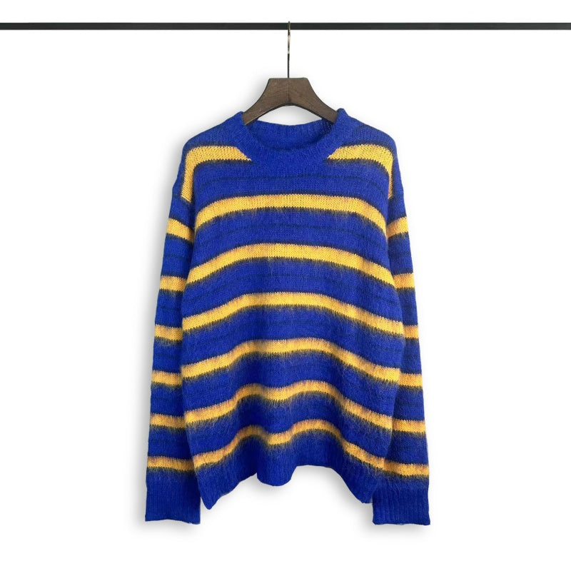 RHUDE knit sweater Retro Bold‑Hue Stripe Textured Weave