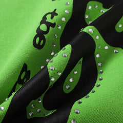 Sp5der Sweatpants Stylish green with black letter print