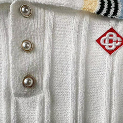 Casablanca knitted short-sleeved sweater Striped‑Binding Collar Ribbed Knit Polo