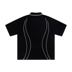 CORTEIZ Polo shirt Black Vintage Loose Fit Sporty Piping Polo – Streetwear Edition