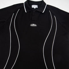 CORTEIZ Polo shirt Black Vintage Loose Fit Sporty Piping Polo – Streetwear Edition