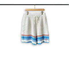 Casablanca knitted short-sleeved sweater Soft Fleece Horizontal‑Stripe Casual Outer Layer