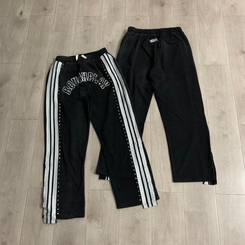 Roughplay Sweatpants Trendy patchwork rhinestone-embellished cardigan and casual sweatpants