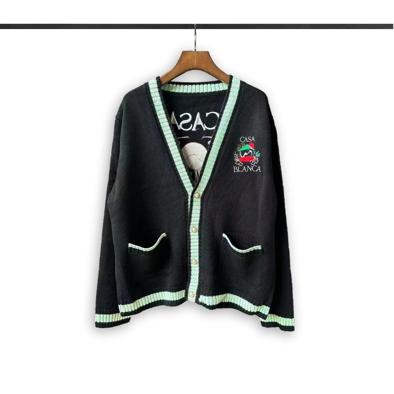 Casablanca knit sweater Green Piping Embroidered Knit Outerwear