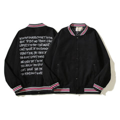 American-style baseball jacket American-style trendy high-street streetwear featuring back-panel graffiti, slogan, and lettering with intricate, high-density embroidery¡ªembodying the vibe aesthetic.