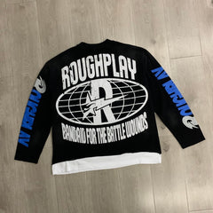 Roughplay Long sleeved shirt "Skull Shock" – A stylish fusion of DTG white ink printing and hot-fix rhinestones.