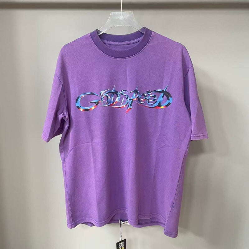 Godspeed T Shirts Simple Front Metallic Gradient Logo Casual Tee