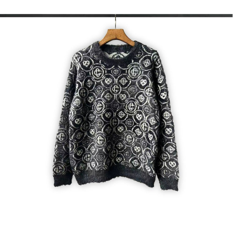 Casablanca knit sweater Two-Tone Intricate Motif Knit Top