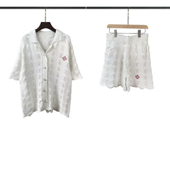 Casablanca knitted short-sleeved sweater Hollow‑Textured Knit Two‑Piece Co‑Ord