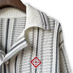 Casablanca knit sweater Vintage Lapel Stripe Knit Outerwear