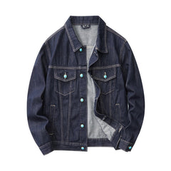 Denim Jacket & Jeans High-Street Trend Hip Hop Denim Pants Loose Fit Dark Blue Contrast Stitching Button Fly Straight Cut Raw Denim Jeans Streetwear Vintage Trousers (jacket and jeans must be purchased separately.)
