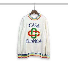 Casablanca knit sweater Vibrant Multicolor Band Collar Chain Graphic