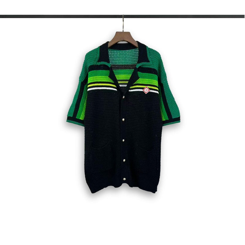 Casablanca knitted short-sleeved sweater Button Front Pocket Knit Two-Piece Set