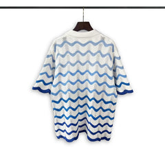 Casablanca knitted short-sleeved sweater Ocean‑Wave Print Knit