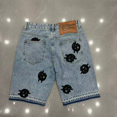 Godspeed Shorts Rivet Decor Dark Fade Graphic Denim Bottoms