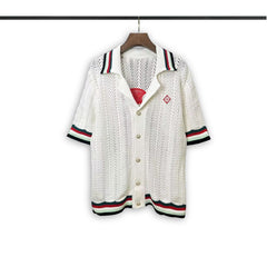 Casablanca knitted short-sleeved sweater Preppy Color‑Band Edge Vacation Knit Set
