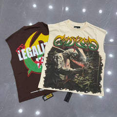 Godspeed T Shirts Dark Botanical Reaper Graphic Cutoff Vest