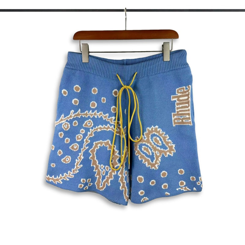 Casablanca knitted shorts Retro Bandana Graphic Mid-Length