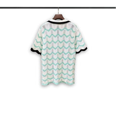 Casablanca knitted short-sleeved sweater Wave Striped Knit Top & Shorts Suit