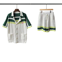 Casablanca knitted short-sleeved sweater ontrast Trim Vacation Knit Outfit Set