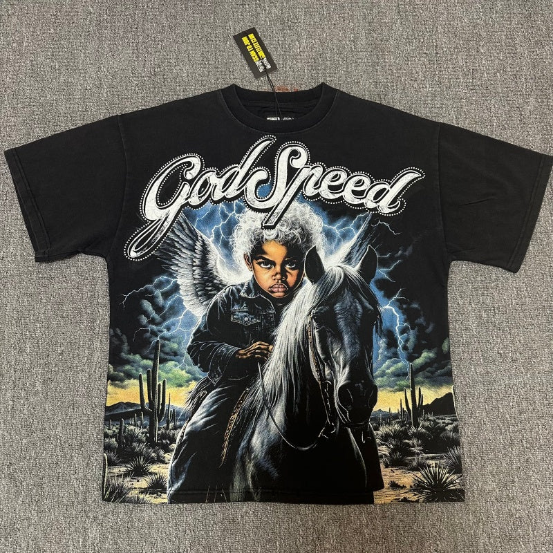 Godspeed T Shirts 100% pure cotton 260g fabric Streetwear fashion Rhinestone