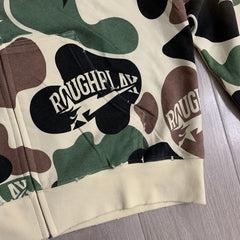 Roughplay Hoodie CAMO CREAM Distressed Rhinestone Camo Cardigan