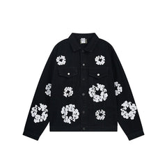American-style baseball jacket American-style Denim Tears cotton flower denim jacket for men ¨C loose-fit, high-street trendy brand