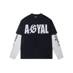Godspeed Long sleeved shirts High-quality trendy pure cotton Faux-layered look spring and autumn